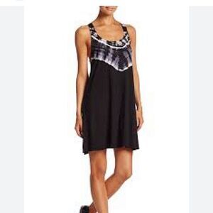 NWOT Lucky Brand Swimwear Black Half Moon Tie Dye Racer Back Swim Cover-up M